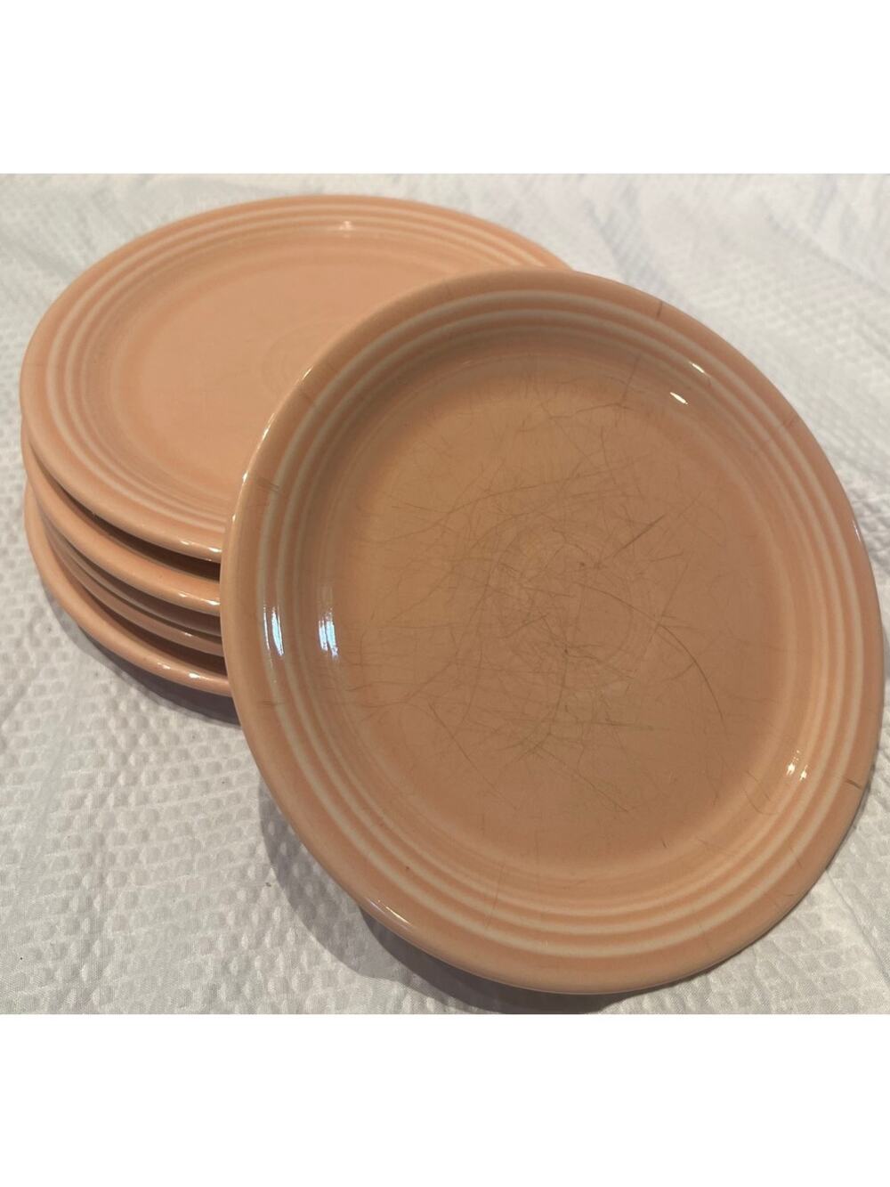 Set of 6 Vintage Fiestaware Peach Salad Plates - 7" Diameter - RETIRED